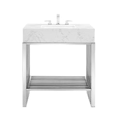 Gridiron White/Silver 30" Bathroom Vanity - Ornate Home