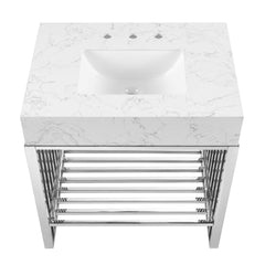 Gridiron White/Silver 30" Bathroom Vanity - Ornate Home