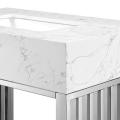 Gridiron White/Silver 30" Bathroom Vanity - Ornate Home