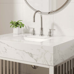 Gridiron White/Silver 30" Bathroom Vanity - Ornate Home