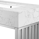 Gridiron White/Silver 36" Bathroom Vanity - Ornate Home