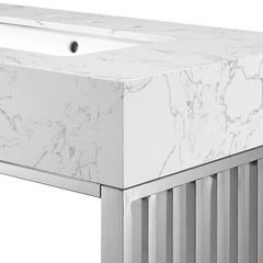 Gridiron White/Silver 36" Bathroom Vanity - Ornate Home