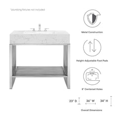 Gridiron White/Silver 36" Bathroom Vanity - Ornate Home
