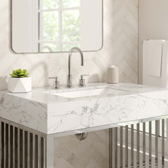 Gridiron White/Silver 36" Bathroom Vanity - Ornate Home
