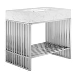 Gridiron White/Silver 36" Bathroom Vanity - Ornate Home