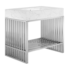 Gridiron White/Silver 36" Bathroom Vanity - Ornate Home