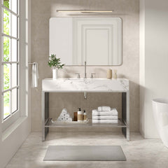 Gridiron White/Silver 48" Bathroom Vanity - Ornate Home