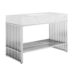 Gridiron White/Silver 48" Bathroom Vanity - Ornate Home