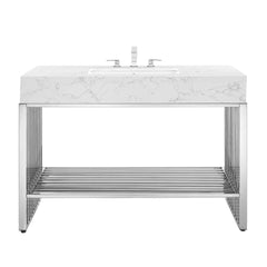 Gridiron White/Silver 48" Bathroom Vanity - Ornate Home