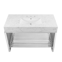 Gridiron White/Silver 48" Bathroom Vanity - Ornate Home