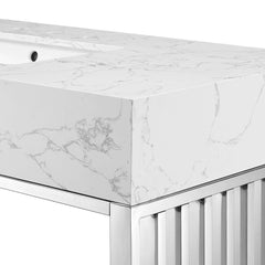 Gridiron White/Silver 48" Bathroom Vanity - Ornate Home