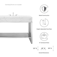 Gridiron White/Silver 48" Bathroom Vanity - Ornate Home