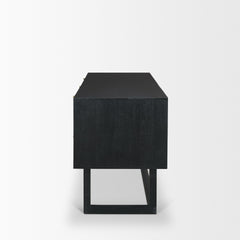 Grier Black 60" Solid Wood Cane Office Desk