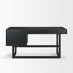 Grier Black 60" Solid Wood Cane Office Desk