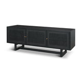 Grier Black 65" Solid Wood Cane Media Console - Ornate Home