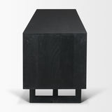Grier Black 65" Solid Wood Cane Media Console - Ornate Home