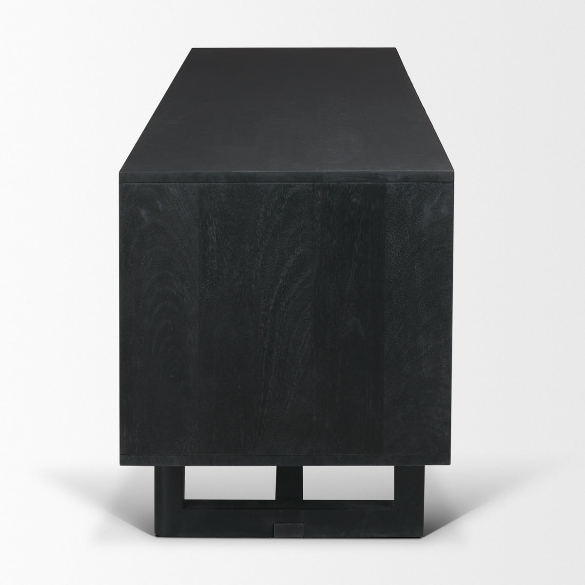 Grier Black 65" Solid Wood Cane Media Console - Ornate Home