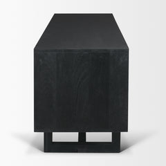 Grier Black 65" Solid Wood Cane Media Console