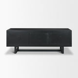 Grier Black 65" Solid Wood Cane Media Console - Ornate Home
