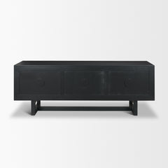 Grier Black 65" Solid Wood Cane Media Console