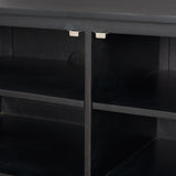 Grier Black 65" Solid Wood Cane Media Console - Ornate Home