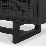 Grier Black 65" Solid Wood Cane Media Console - Ornate Home