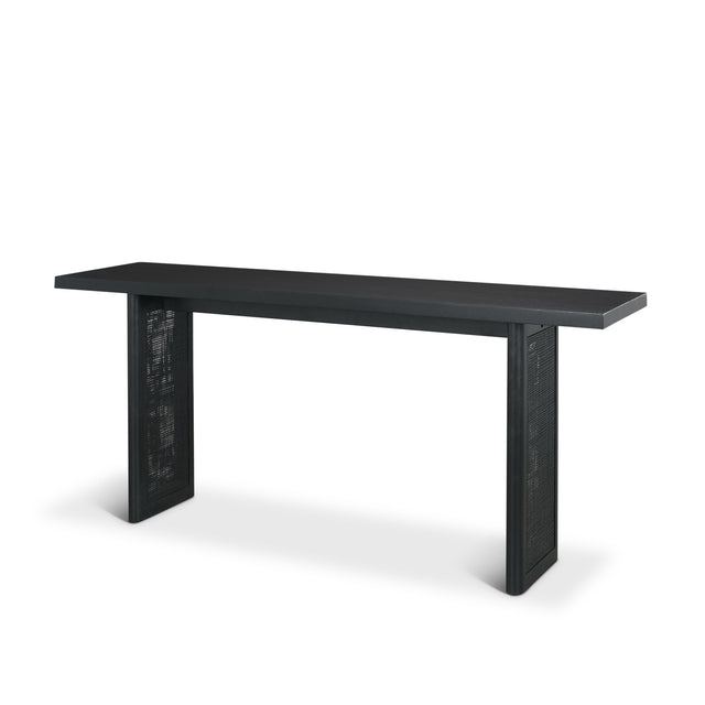 Grier Black 65" Wood Cane Console Table