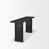 Grier Black 65" Wood Cane Console Table
