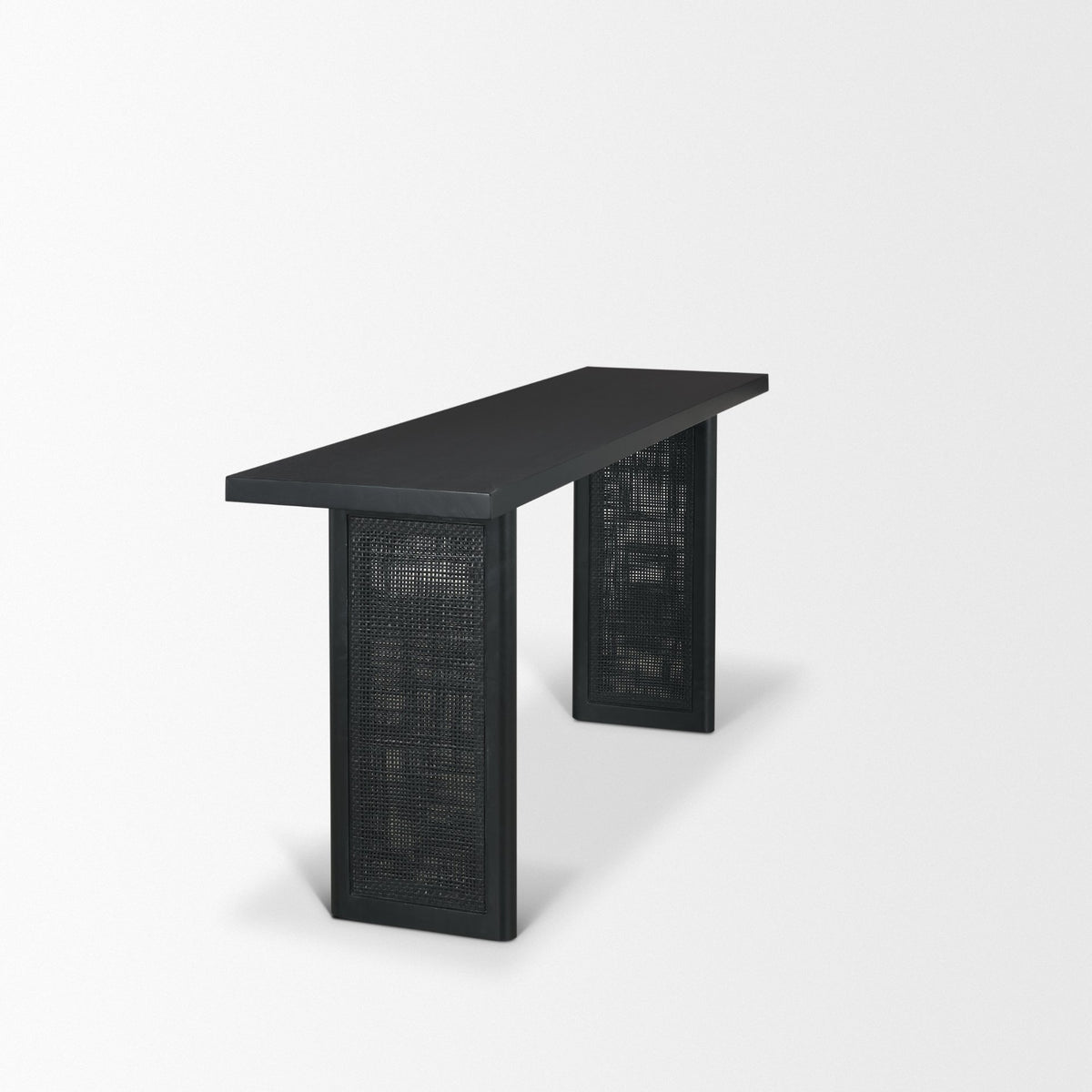 Grier Black 65" Wood Cane Console Table