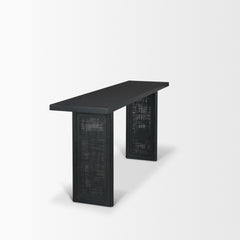 Grier Black 65" Wood Cane Console Table