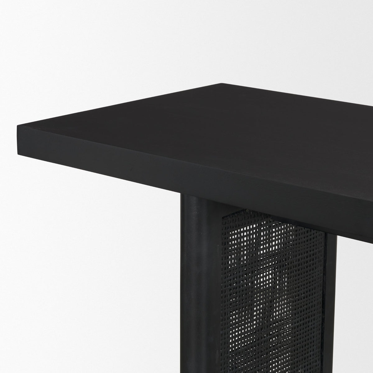 Grier Black 65" Wood Cane Console Table