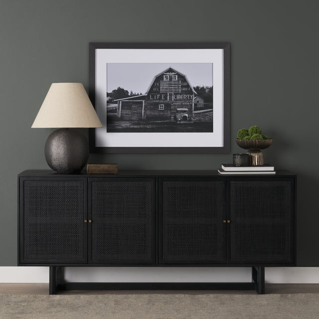 Grier Black 72" Wood Cane Sideboard