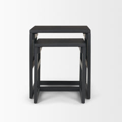 Grier Black Wood Cane Nesting Accent Tables (Set of 2) - Ornate Home