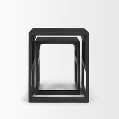 Grier Black Wood Cane Nesting Accent Tables (Set of 2) - Ornate Home