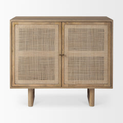 Grier Light Brown 36" Wood with Cane 2 Door Accent Cabinet - Ornate Home