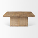 Grier Light Brown 42" Square Wood with Cane Coffee Table - Ornate Home