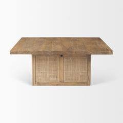 Grier Light Brown 42" Square Wood with Cane Coffee Table - Ornate Home