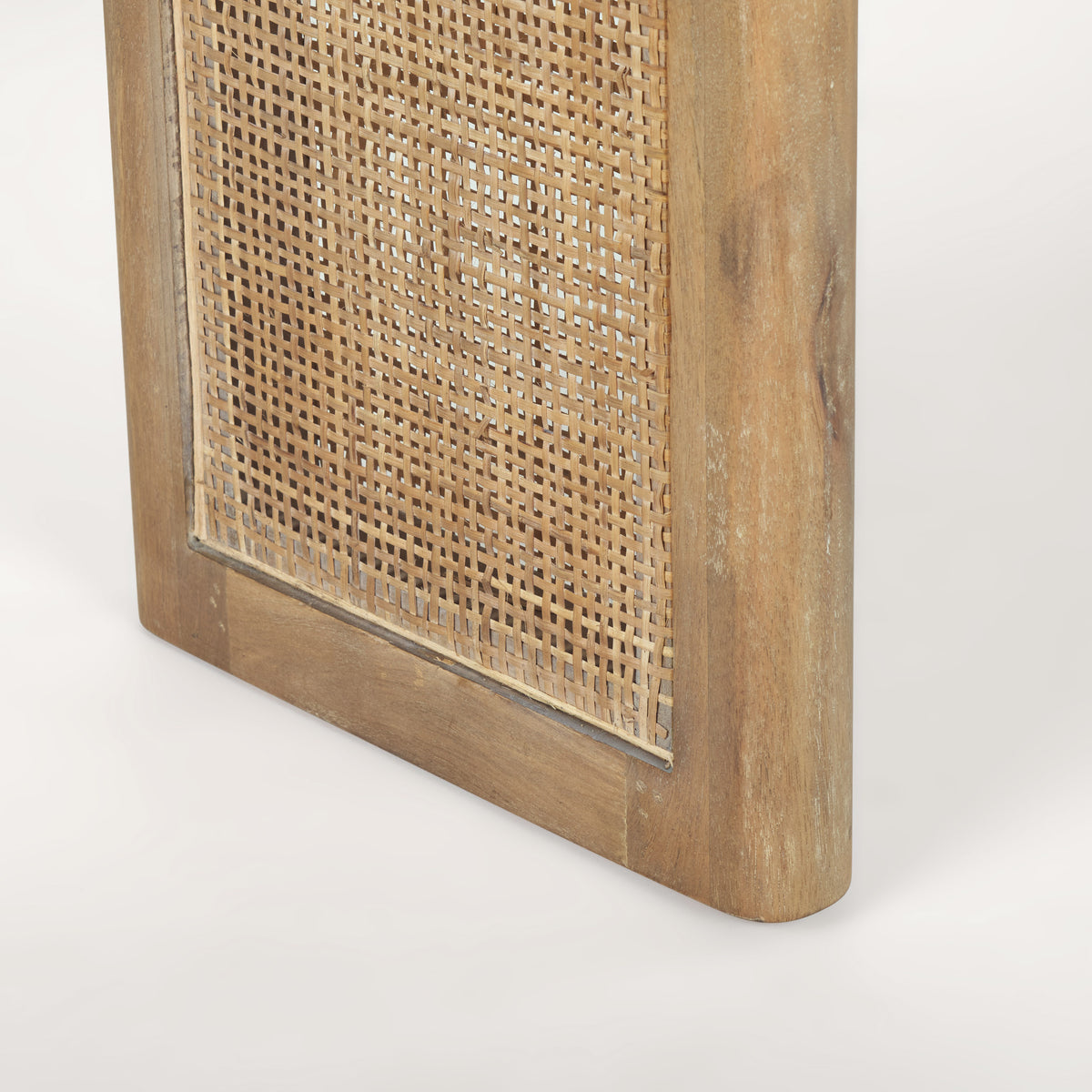 Grier Light Brown 65" Solid Wood with Cane Console Table - Ornate Home