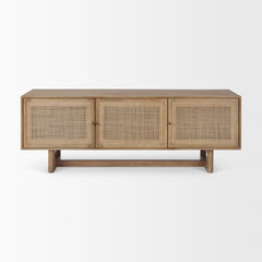 Grier Light Brown 65" Wood with Cane Media Console - Ornate Home