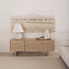 Grier Light Brown 65" Wood with Cane Media Console - Ornate Home