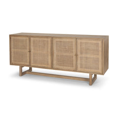 Grier Light Brown 72" Solid Wood with Cane Sideboard - Ornate Home