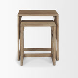Grier Light Brown Solid Wood with Cane Nesting Accent Tables (Set of 2) - Ornate Home
