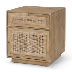 Grier Light Brown Wood with Cane End Table - Ornate Home