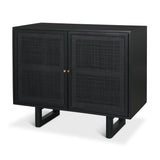 Grier Matte Black Wood Cane Accent Cabinet - Ornate Home