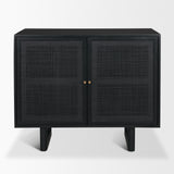 Grier Matte Black Wood Cane Accent Cabinet - Ornate Home