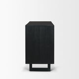 Grier Matte Black Wood Cane Accent Cabinet - Ornate Home