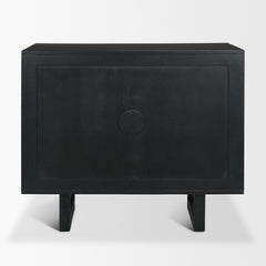 Grier Matte Black Wood Cane Accent Cabinet