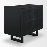 Grier Matte Black Wood Cane Accent Cabinet - Ornate Home