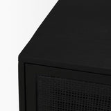 Grier Matte Black Wood Cane Accent Cabinet - Ornate Home