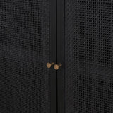 Grier Matte Black Wood Cane Accent Cabinet - Ornate Home